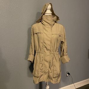 Seven7 Nylon Beige Utility Anorak Rain jacket EUC Small S